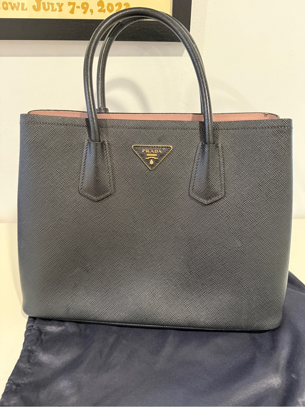 Prada Saffiano Cuir Medium Double Bag - Picture 2 of 9